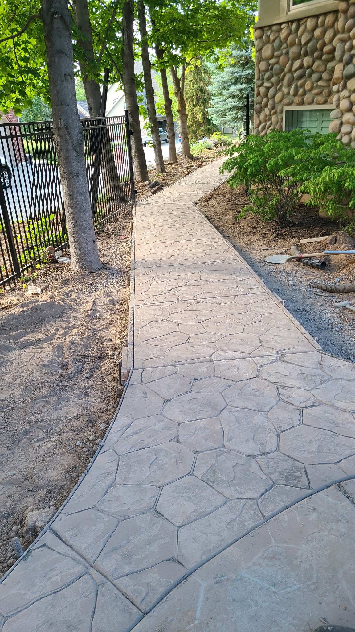 Stamped concrete walkway